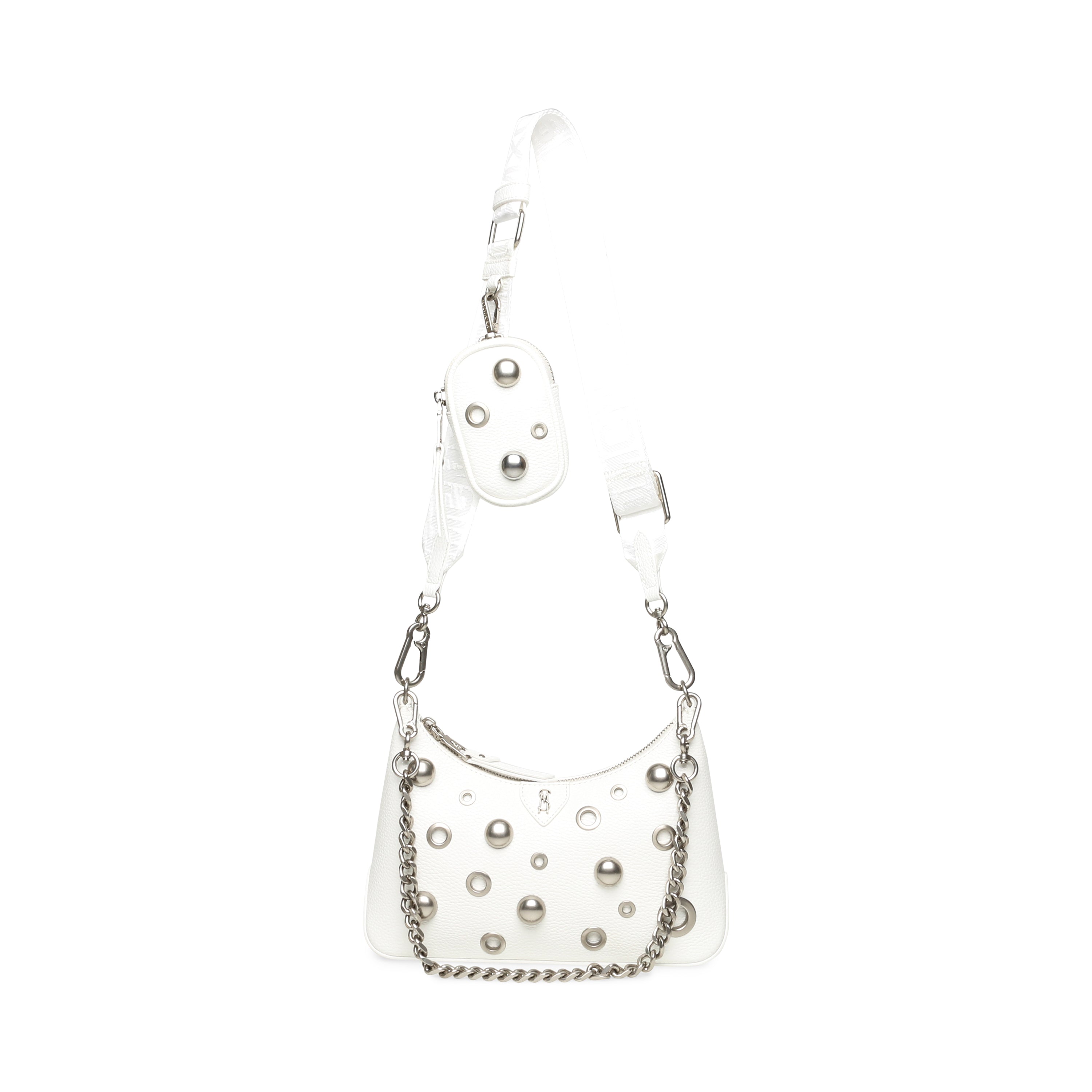 Borsa Steve Madden Btrot Bianca E Nera - Tracolla Tote Con Catena E Lucchetto - Nuova
