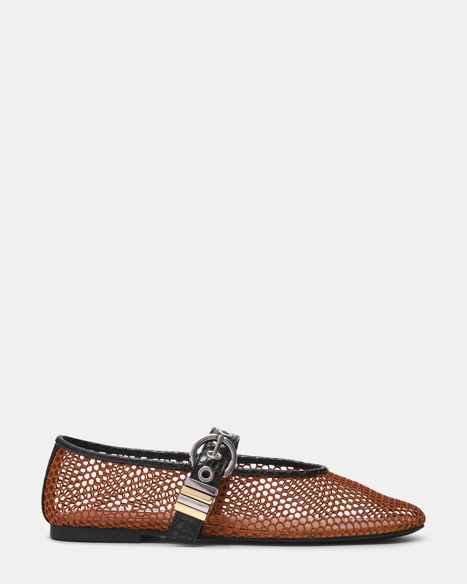 Lucia Mesh Ballerina Cognac Nero