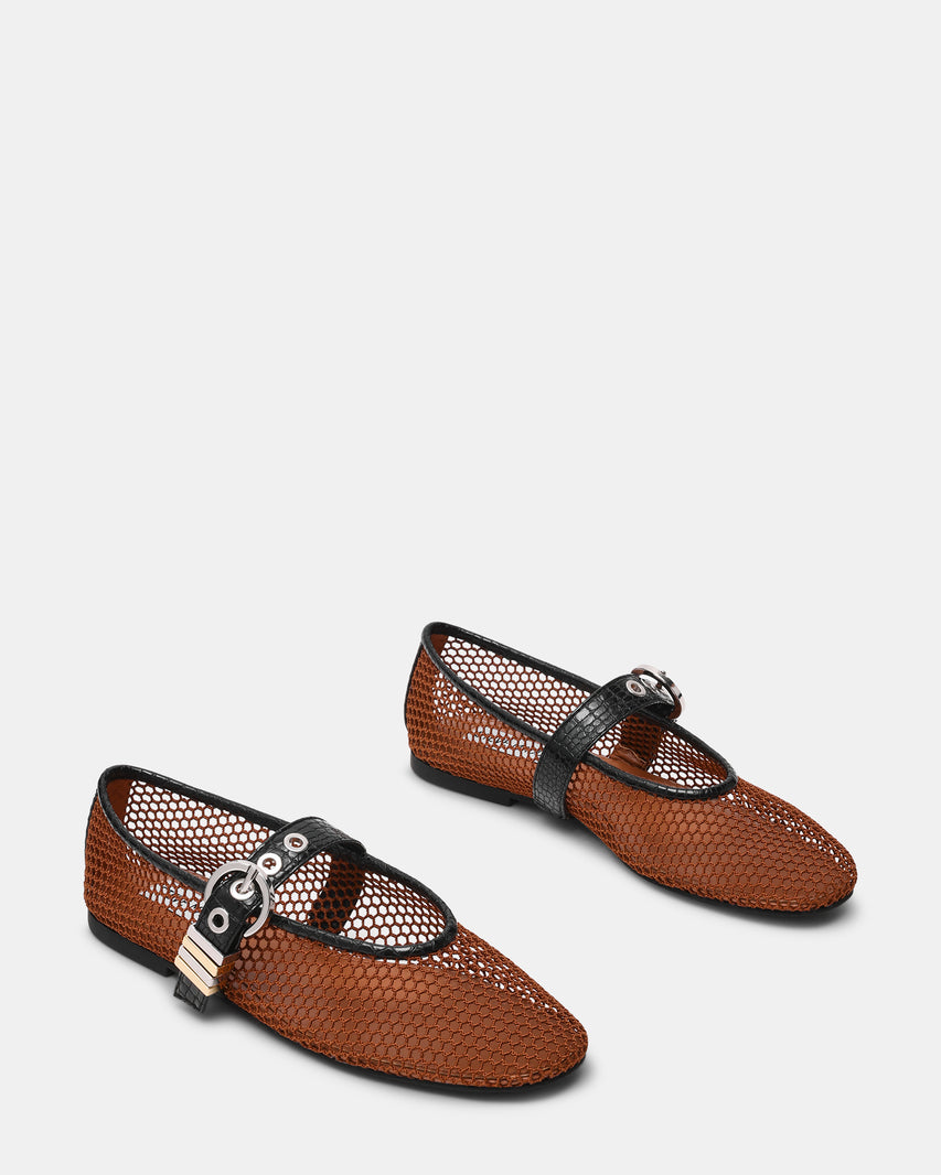 Lucia Mesh Ballerina Cognac Nero - view 6