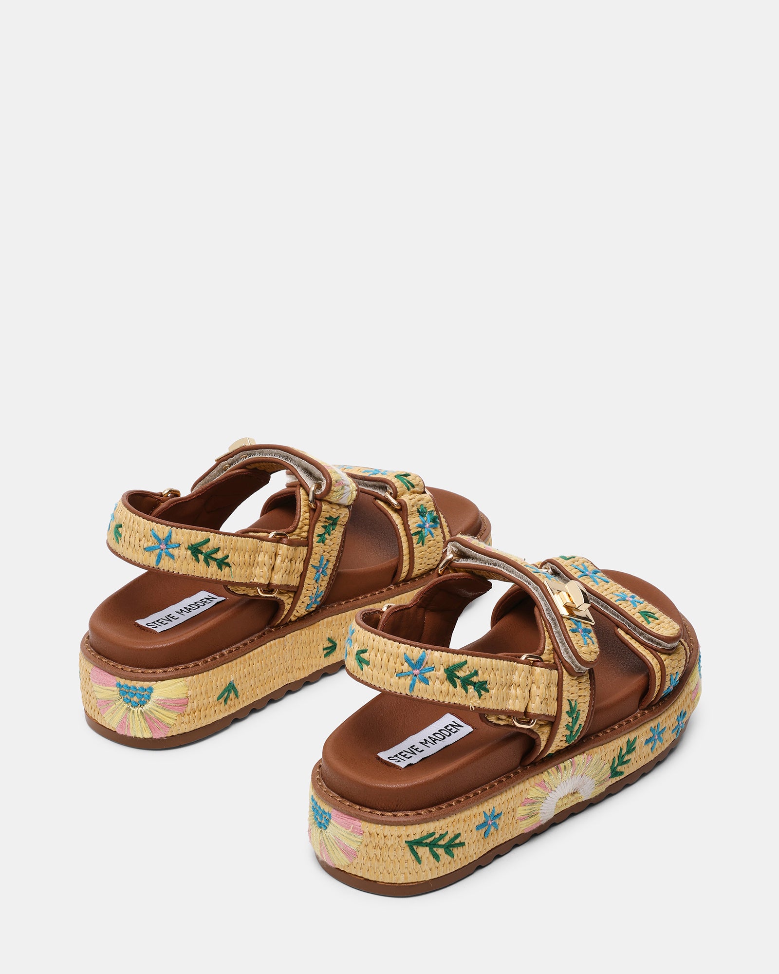 BIGMONA TAN FLORAL MULTI RAFFIA