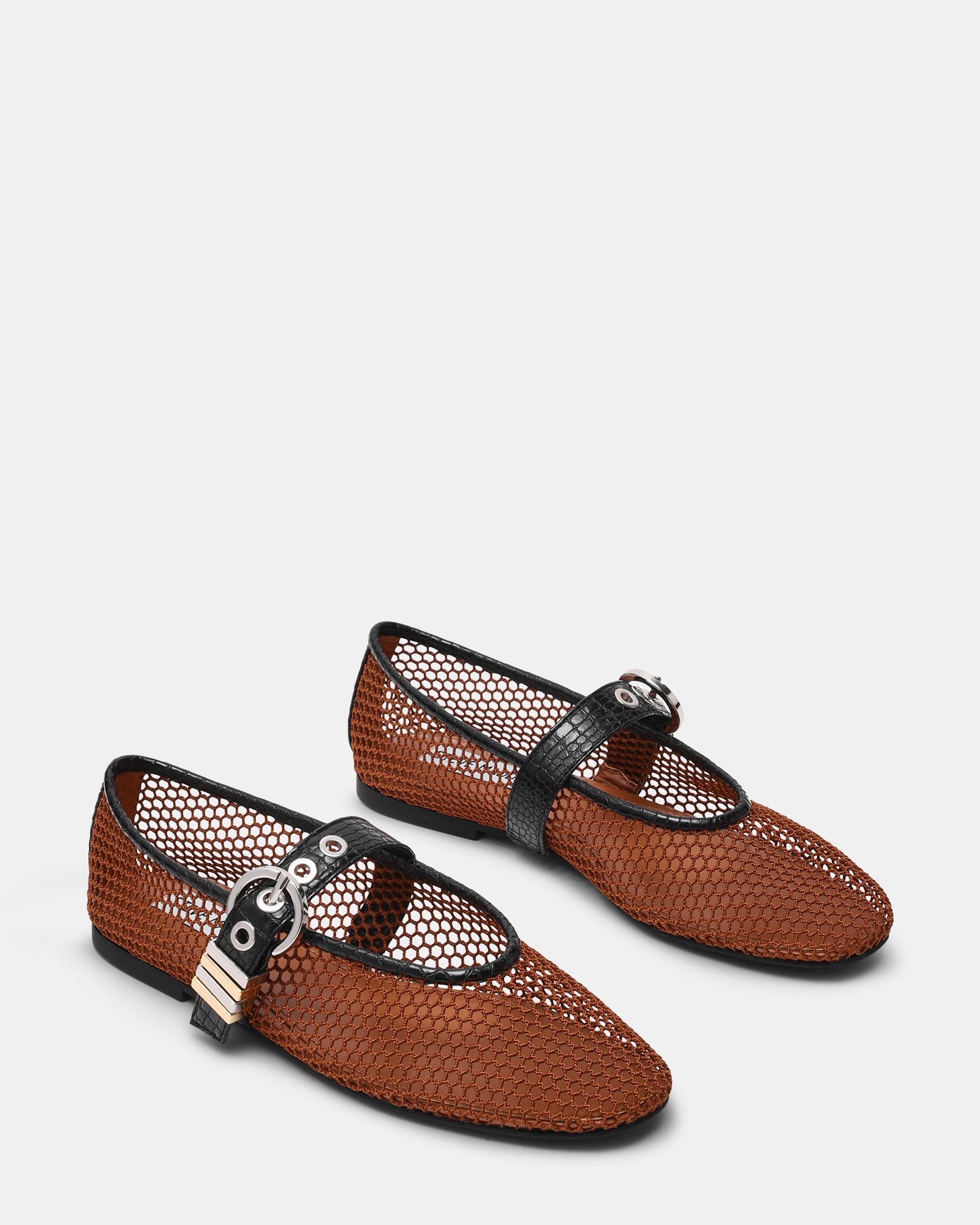 Lucia Mesh Ballerina Cognac Nero - view 2