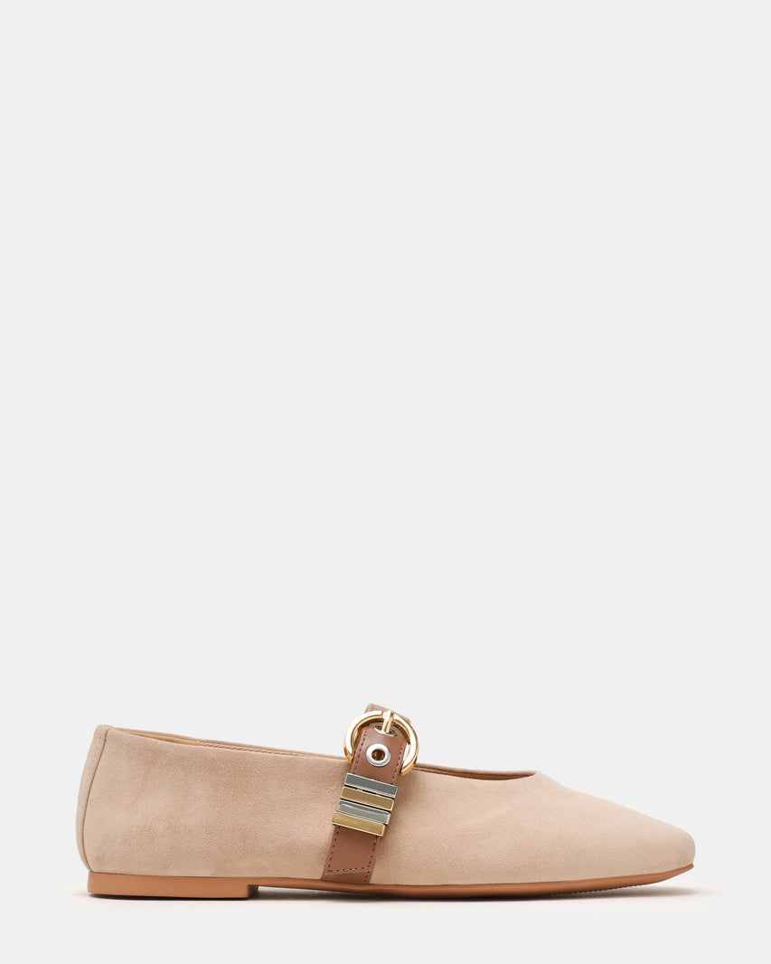 Lucia Ballerina Taupe Suede