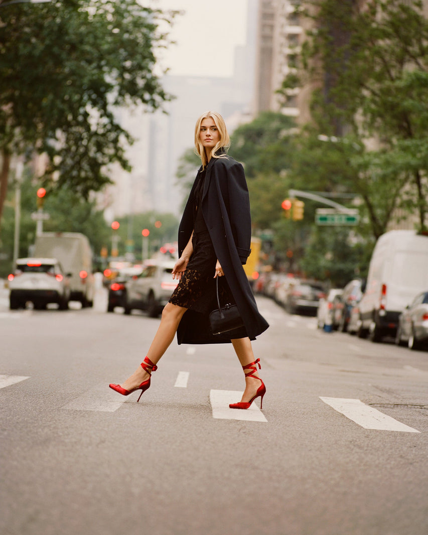 Larina Ballerina con Tacco Rosso Satin - view 7