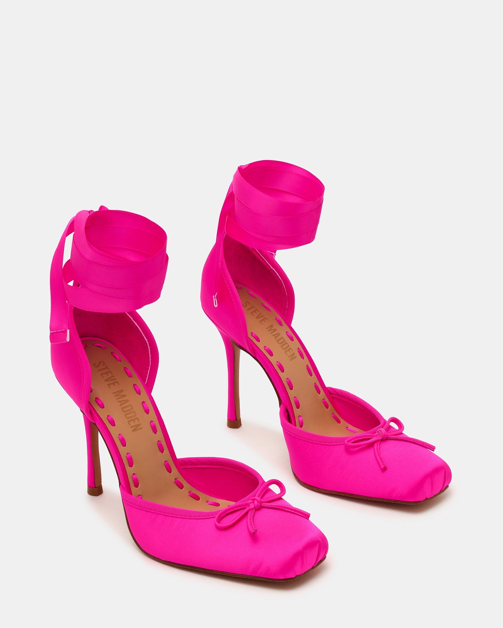 Larina Ballerina con Tacco Hot Pink Satin - view 2