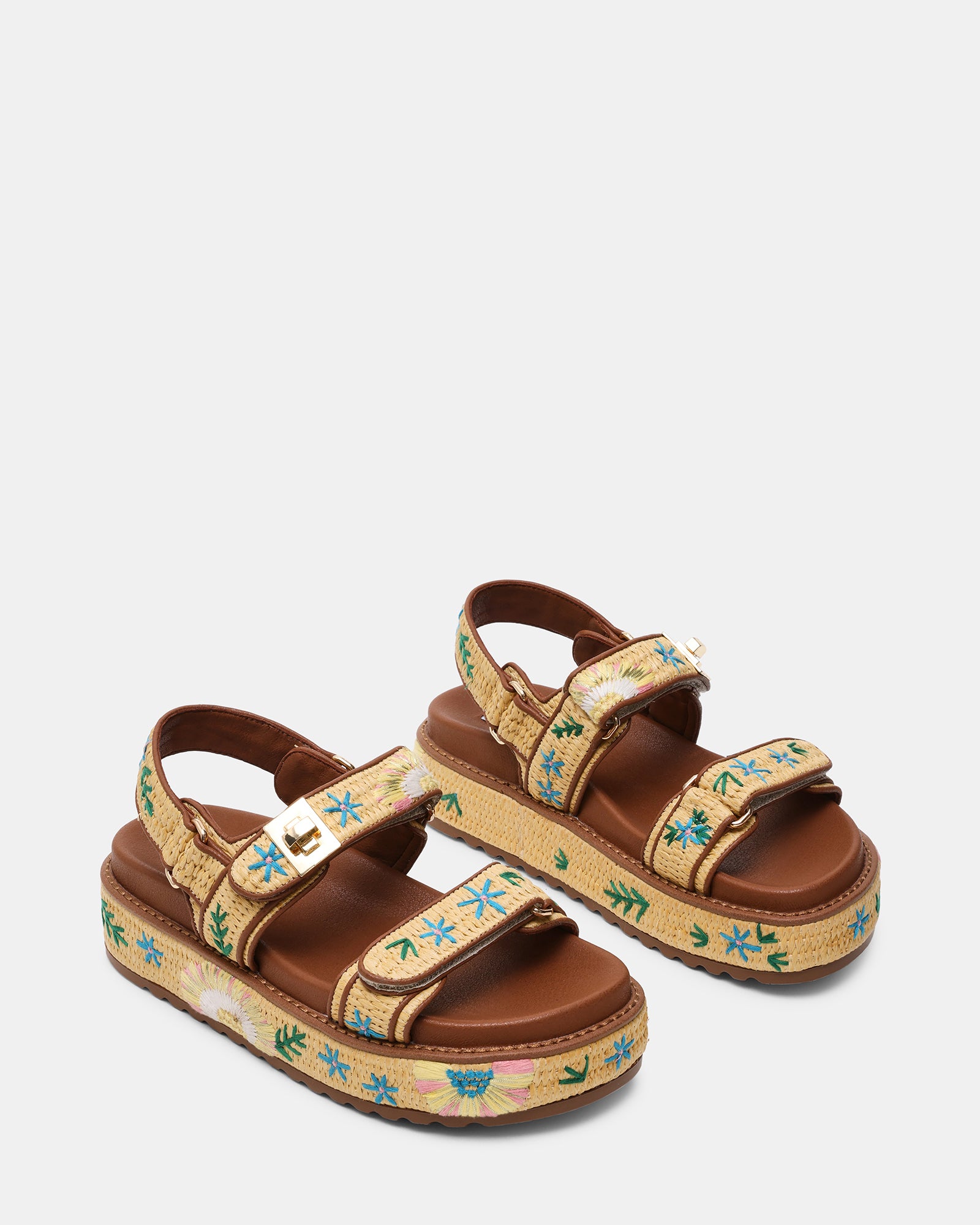 BIGMONA TAN FLORAL MULTI RAFFIA