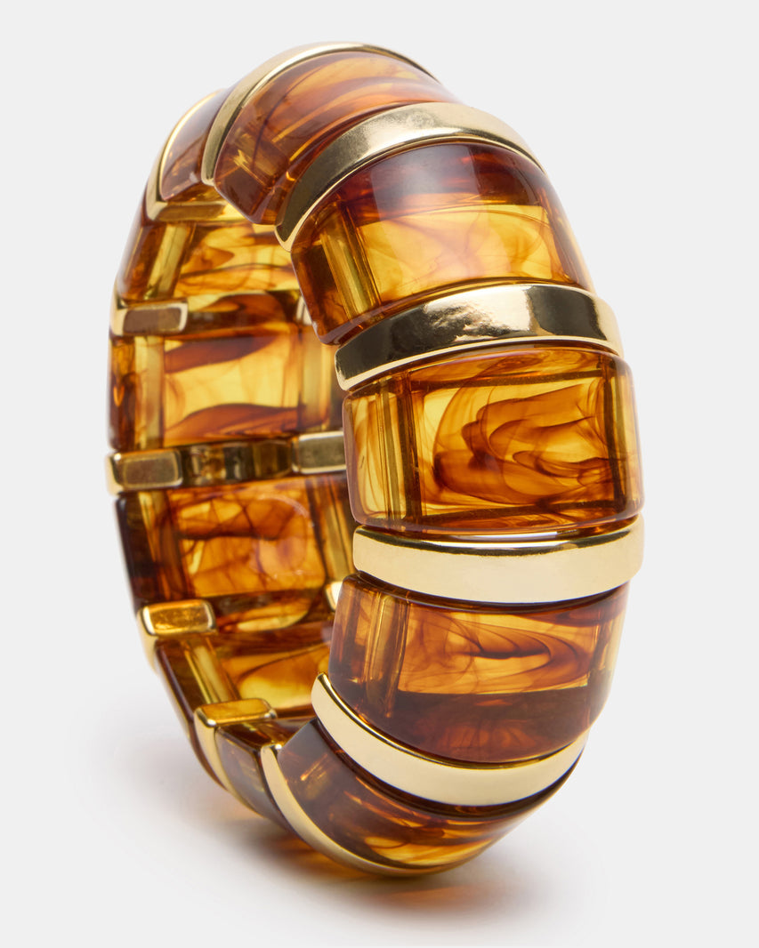 Bracciale Rigido Elastico in Resina Marrone - view 3