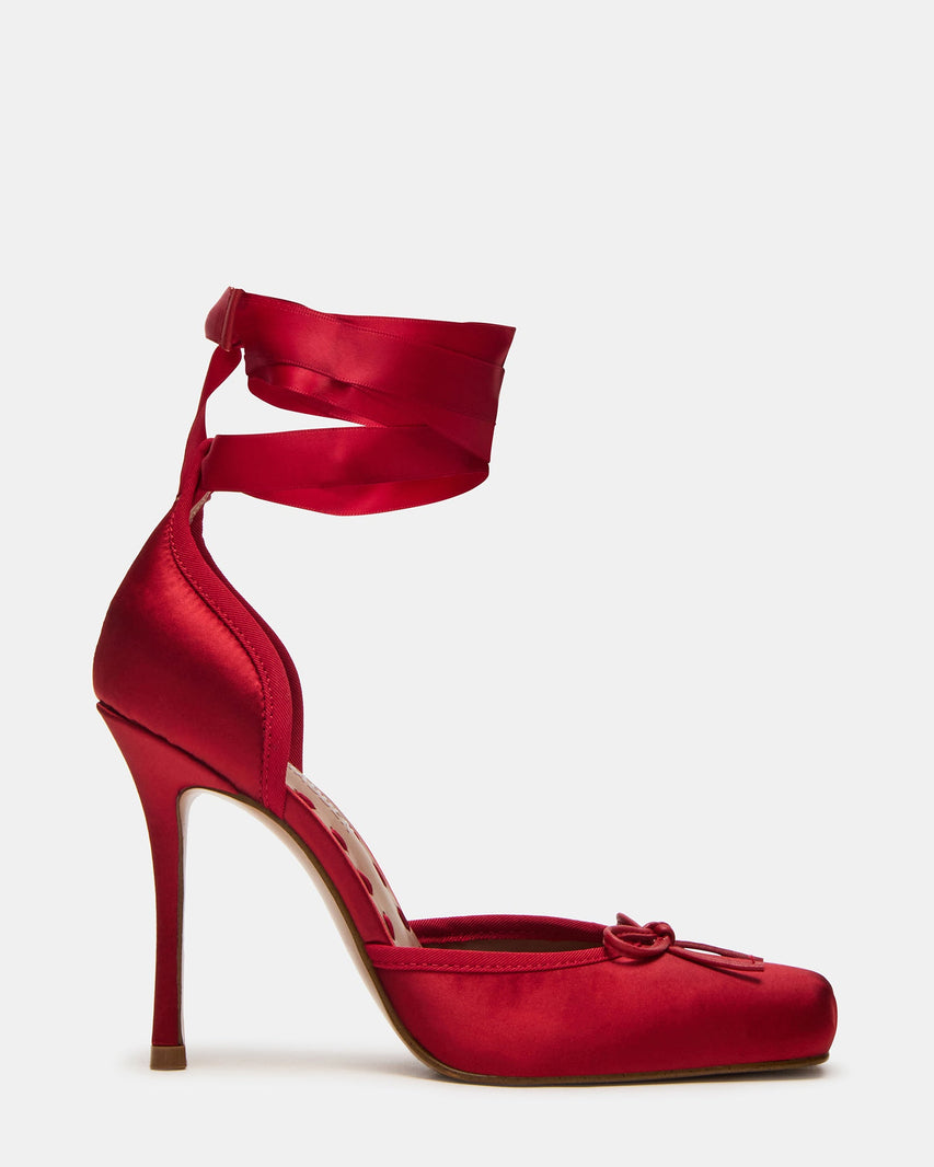 Larina Ballerina con Tacco Rosso Satin