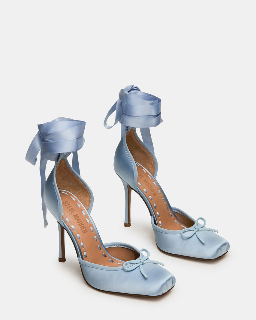 Larina Ballerina con Tacco Blu Satin - view 2