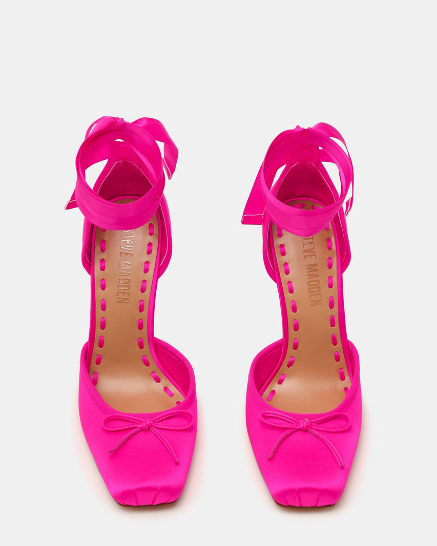 Larina Ballerina con Tacco Hot Pink Satin - view 4