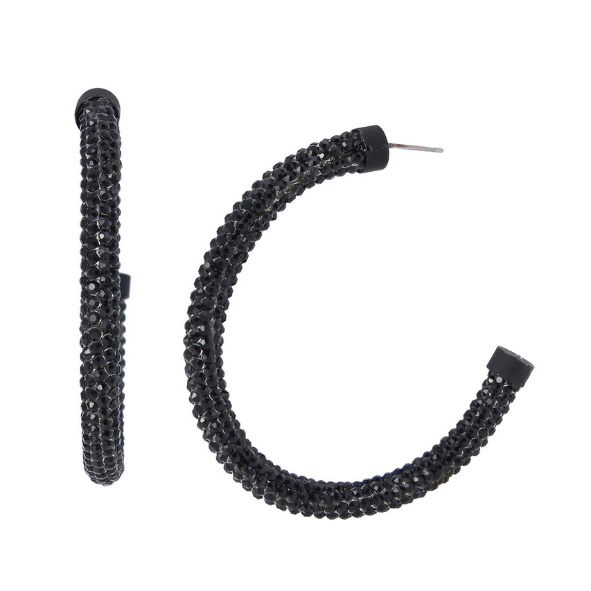 ORECCHINI CERCHIO CRISTALLO NERO