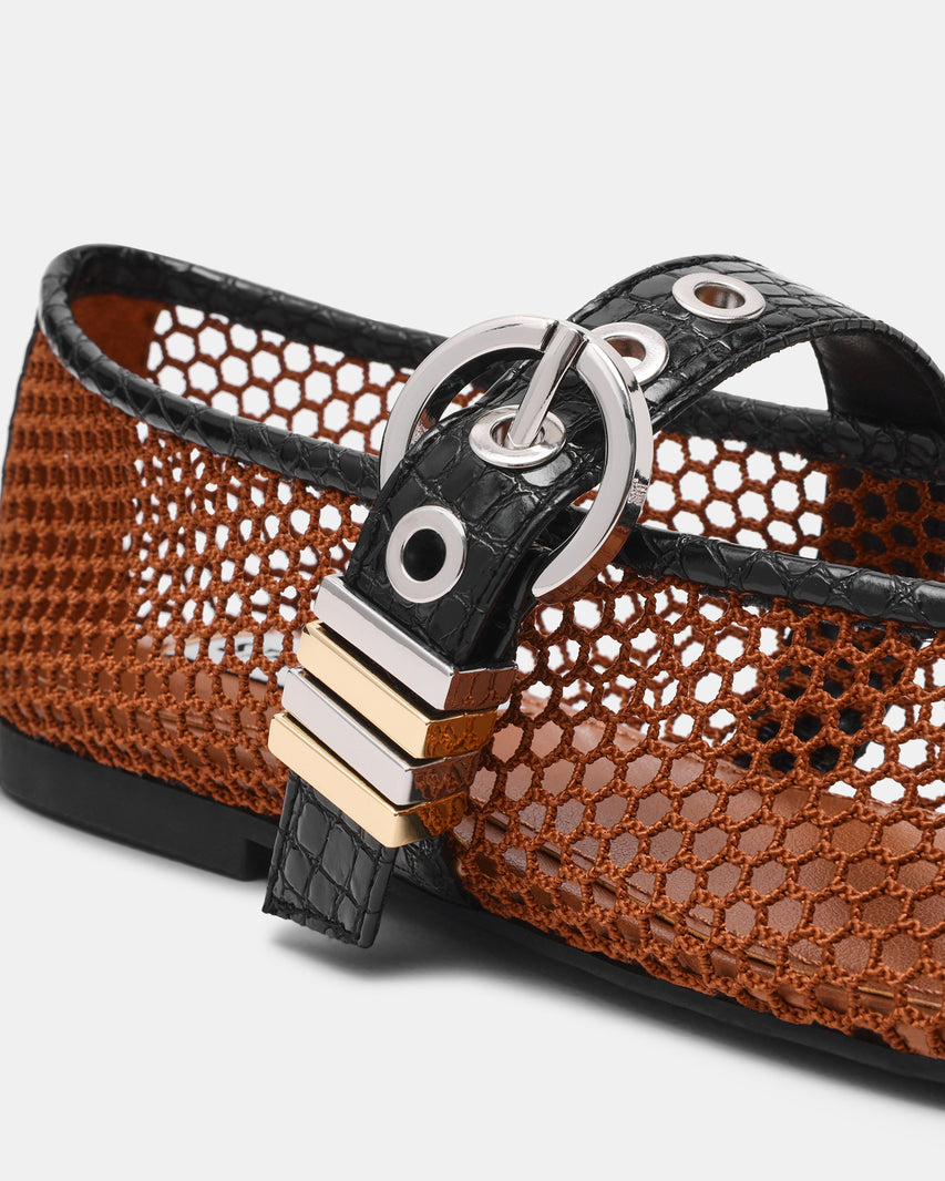 Lucia Mesh Ballerina Cognac Nero - view 3