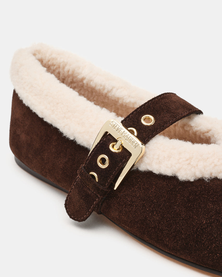 Lodge-sm Ballerina Chocolate Marrone Suede - view 3