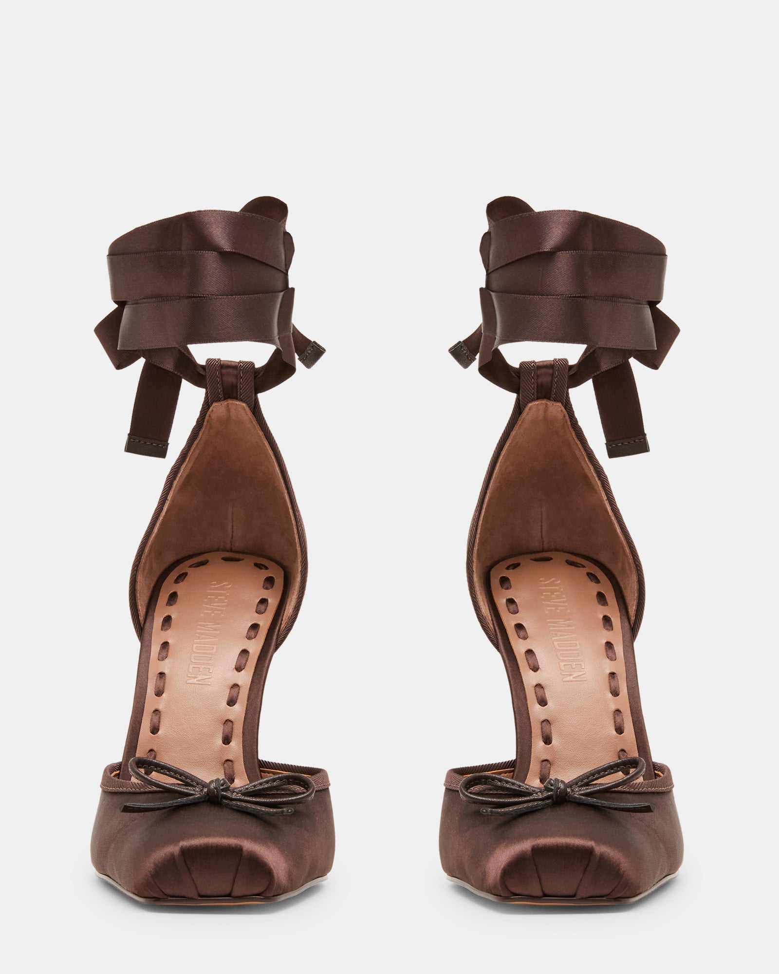 Larina Ballerina con Tacco Marrone Satin - view 3