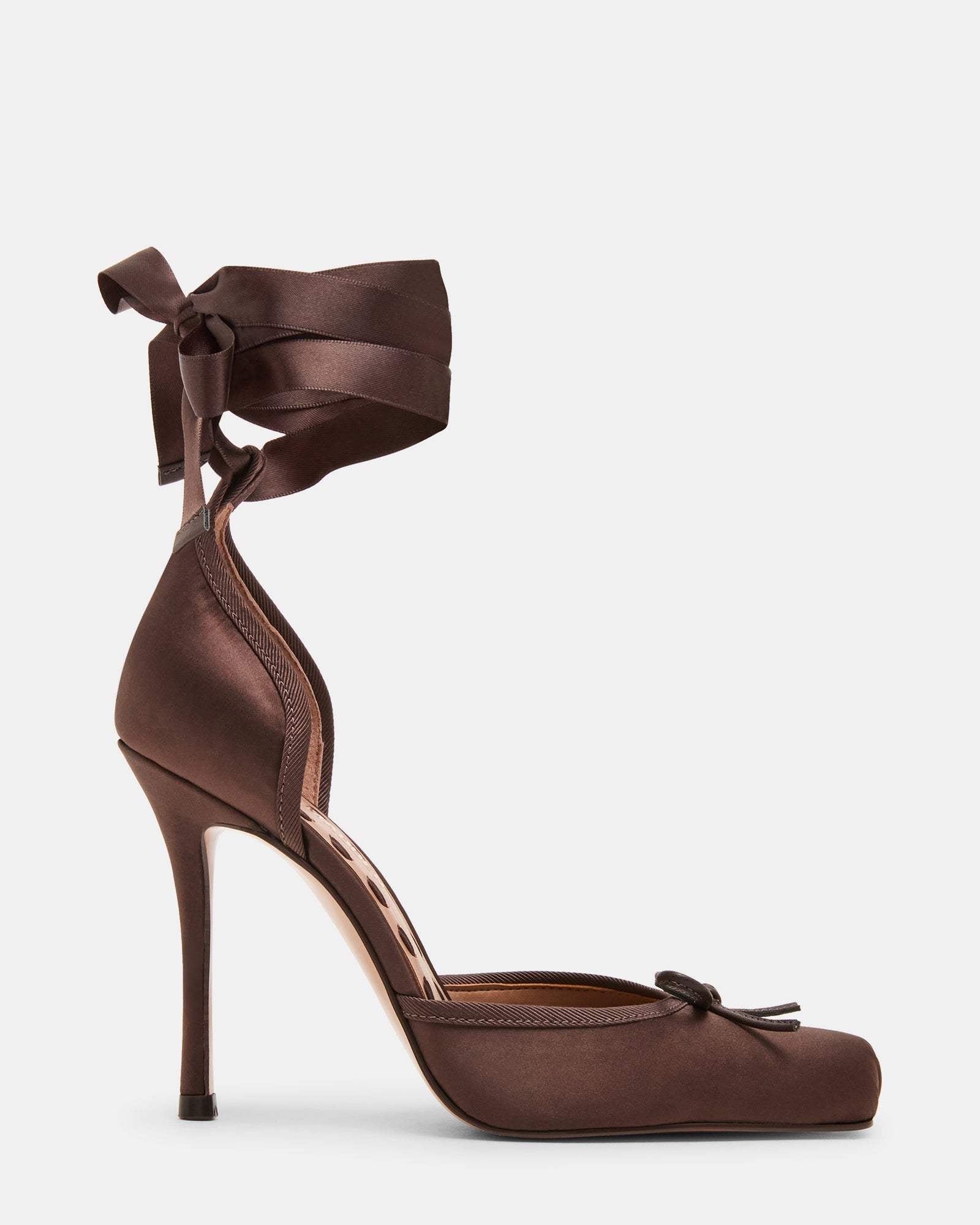 Larina Ballerina con Tacco Marrone Satin
