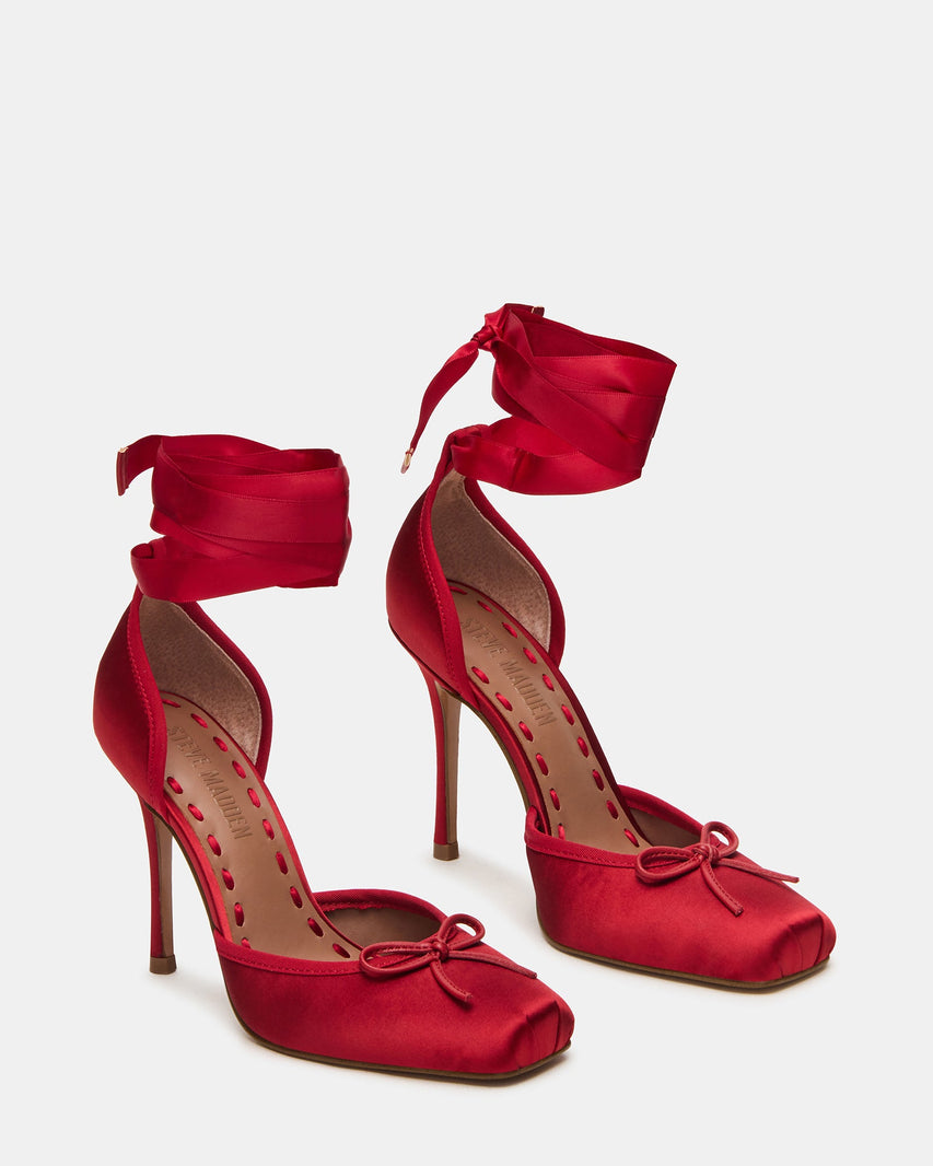 Larina Ballerina con Tacco Rosso Satin - view 3