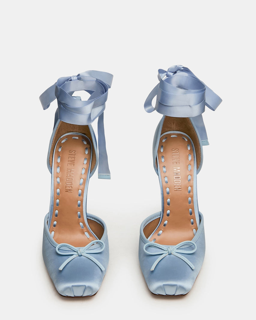 Larina Ballerina con Tacco Blu Satin - view 4