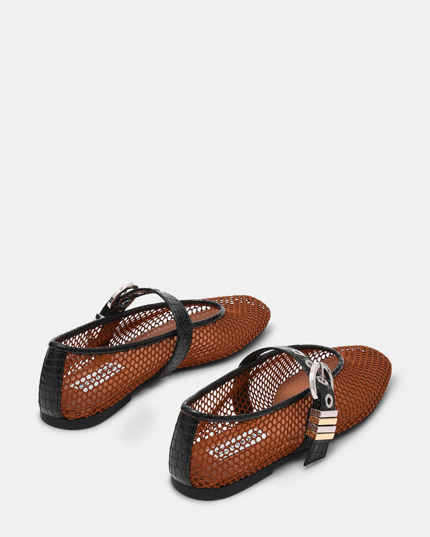 Lucia Mesh Ballerina Cognac Nero - view 5