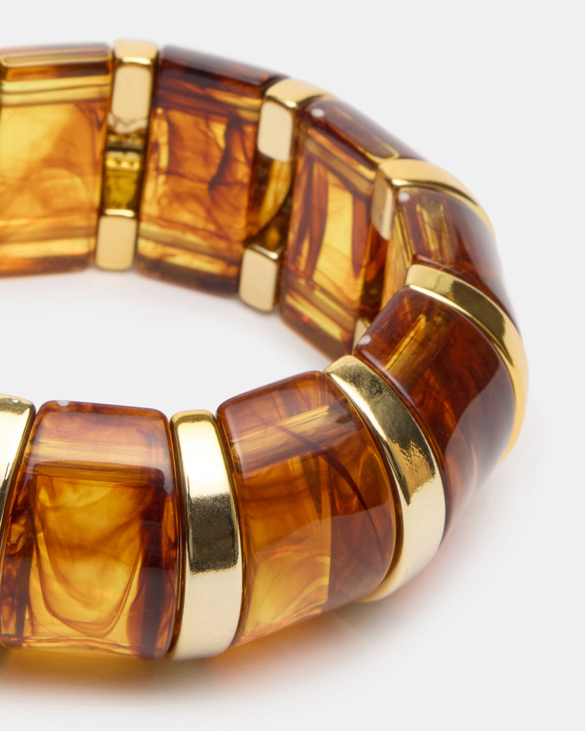 Bracciale Rigido Elastico in Resina Marrone - view 2