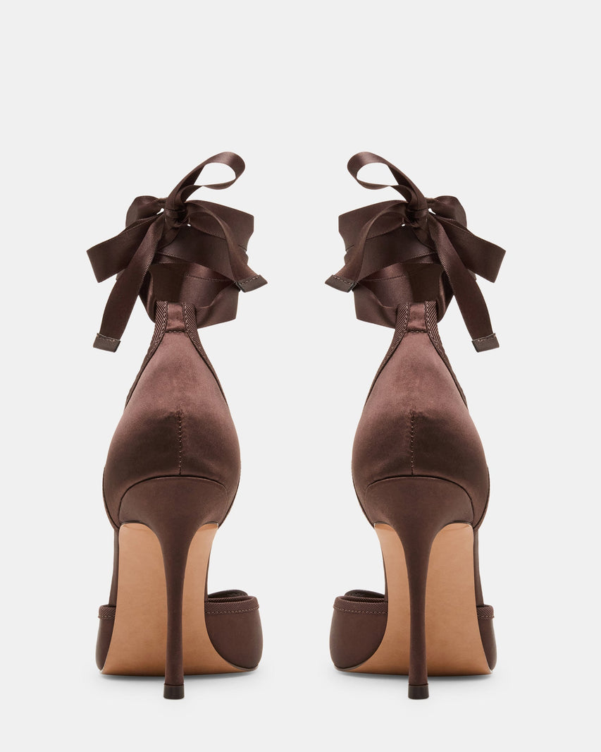 Larina Ballerina con Tacco Marrone Satin - view 4