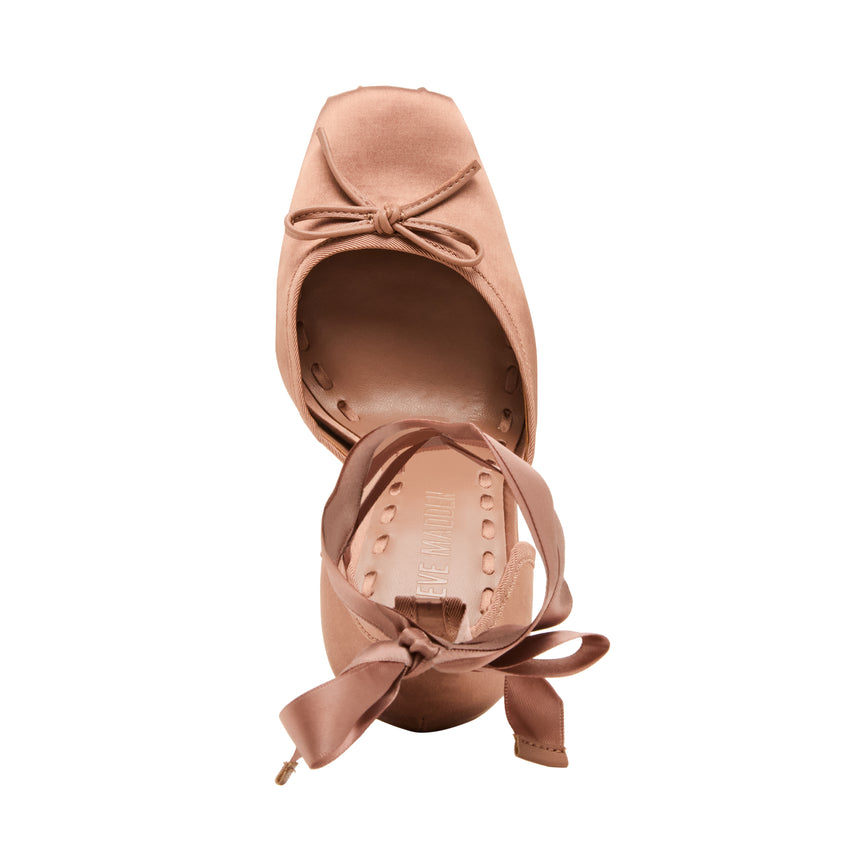 Larina Ballerina con Tacco Tan Satin - view 6